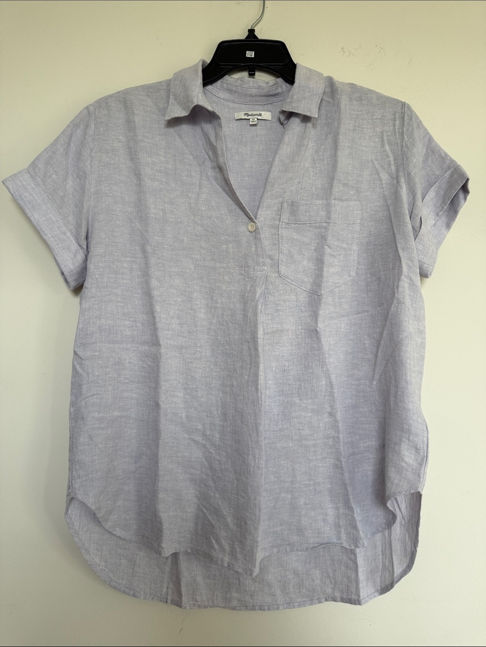Madewell Lavender Short Sleeve Linen-Blend Top - Picture 2 of 8